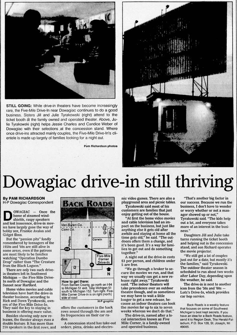 5 Mile Drive-In Theatre - Aug 31 1995 Article (newer photo)